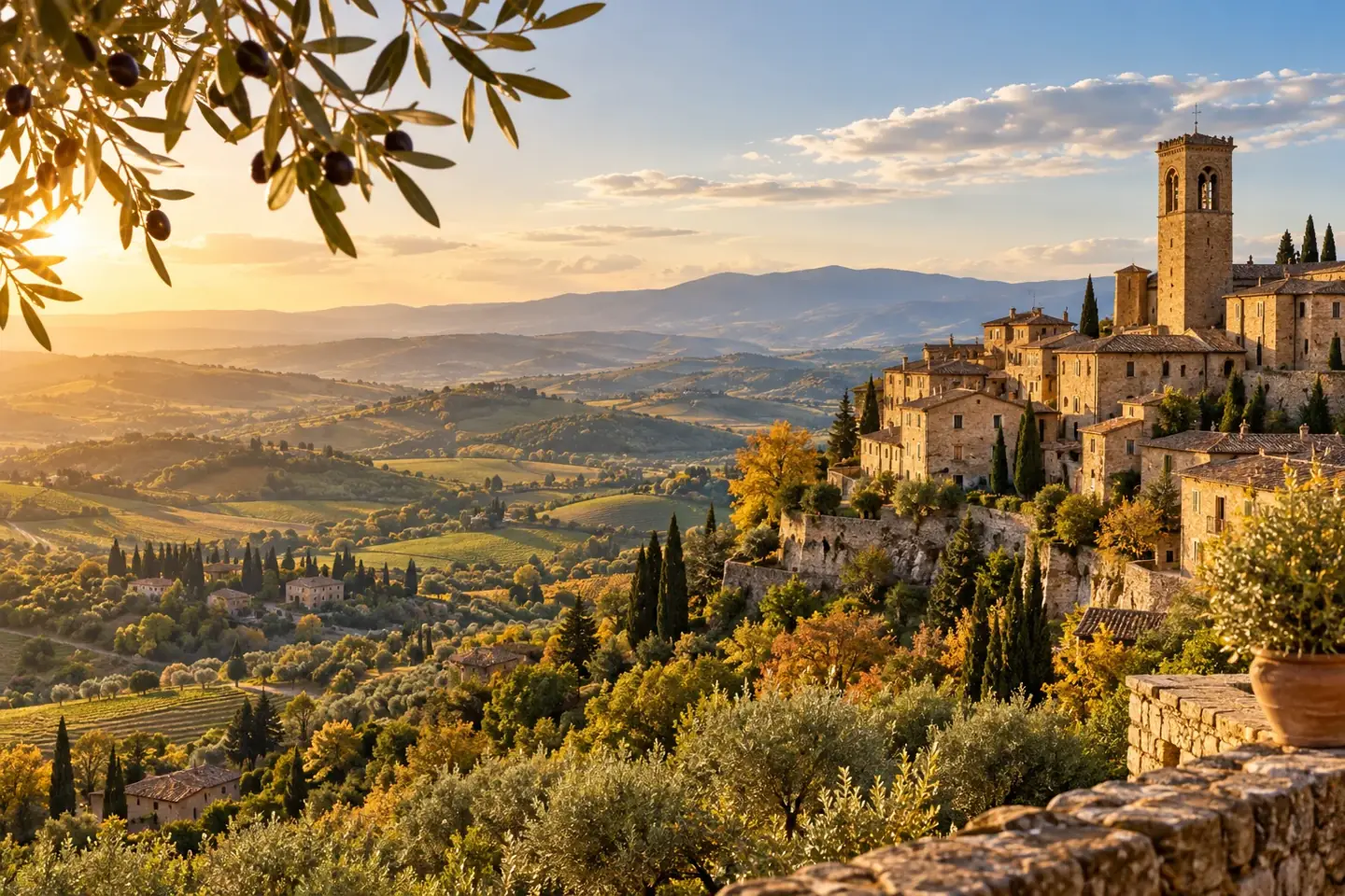 Borgo e colline italiane, immagine illustrativa